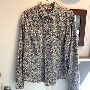Salt Valley Western Style Floral Paisley Button Down Shirt Sz L